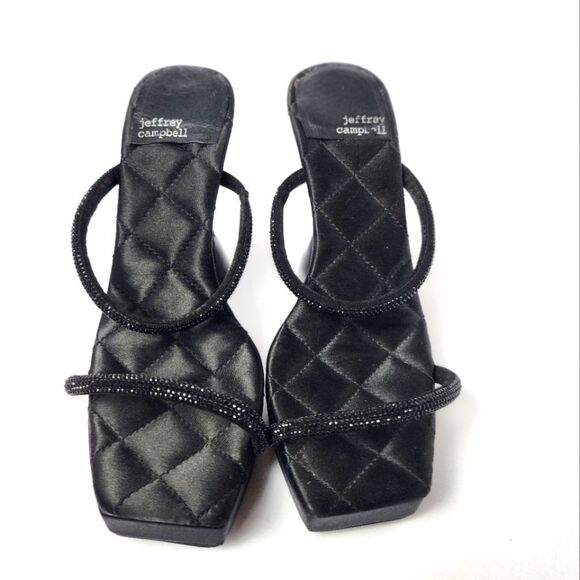 Jeffrey Campbell Movie Slide Black Crystal Platform Heels Size 7.5